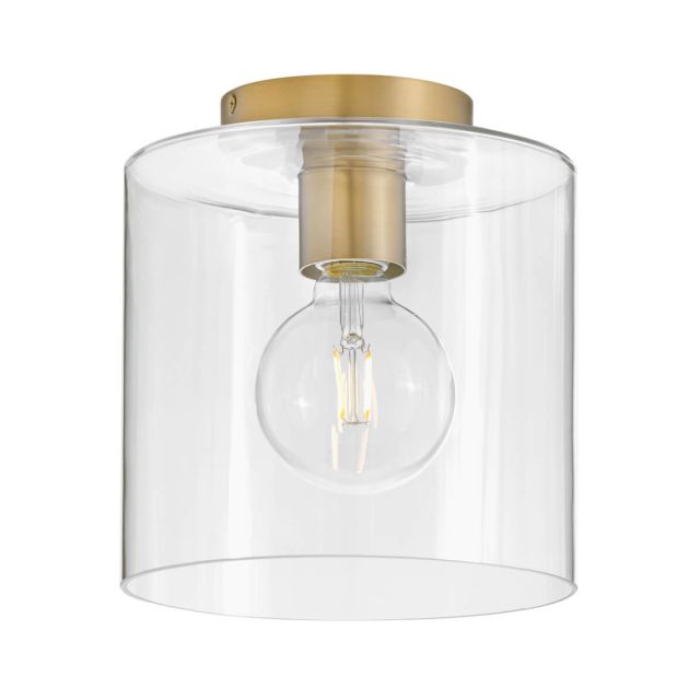 Lark 83531LCB Pippa 1 Light 9 inch LED Flush Mount in Lacquered Brass with Clear Glass