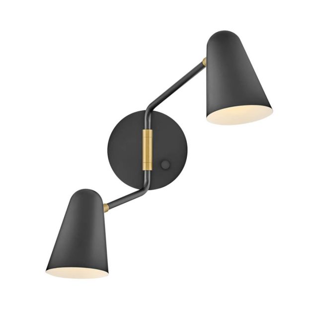 Lark 83542BK Birdie 2 Light 17 inch Tall LED Wall Sconce in Black-Lacquered Brass Accents