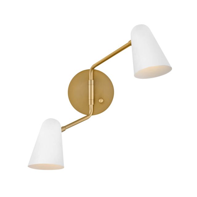 Lark 83542LCB-MW Birdie 2 Light 17 inch Tall LED Wall Sconce in Lacquered Brass-Matte White Accents