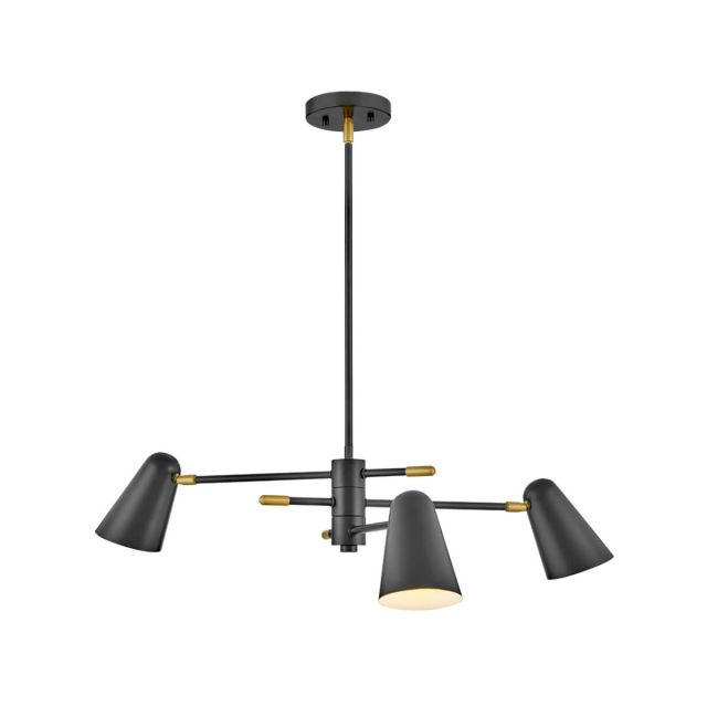 Lark 83543BK Birdie 3 Light 30 inch LED Convertible Chandelier in Black-Lacquered Brass Accents