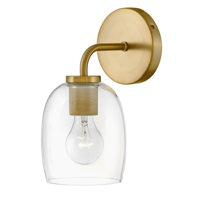 Lark 85010LCB Percy 1 Light 11 inch Tall Bath Vanity Light in Lacquered Brass with Clear Glass