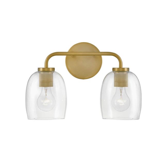 Lark 85012LCB Percy 2 Light 15 inch Bath Vanity Light in Lacquered Brass with Clear Glass