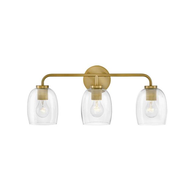 Lark 85013LCB Percy 3 Light 24 inch Bath Vanity Light in Lacquered Brass with Clear Glass
