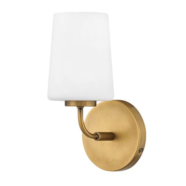 Lark 853450HB Kline 1 Light 11 inch Tall Bath Vanity Light in Heritage Brass with Etched Opal White Glass
