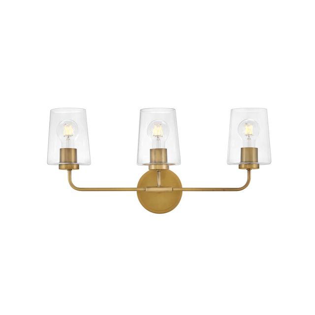 Lark 853453HB-CL Kline 3 Light 24 inch LED Bath Vanity Light in Heritage Brass with Clear Glass