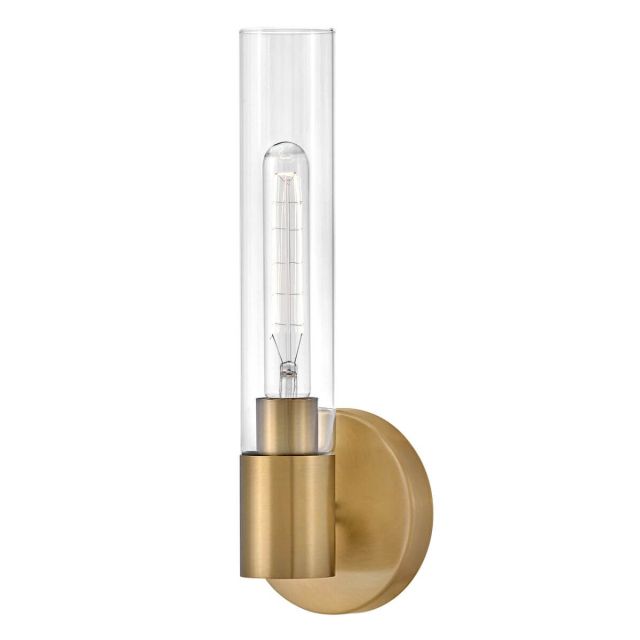 Lark 85400LCB Shea 1 Light 15 inch Tall Bath Vanity Light in Lacquered Brass with Clear Glass