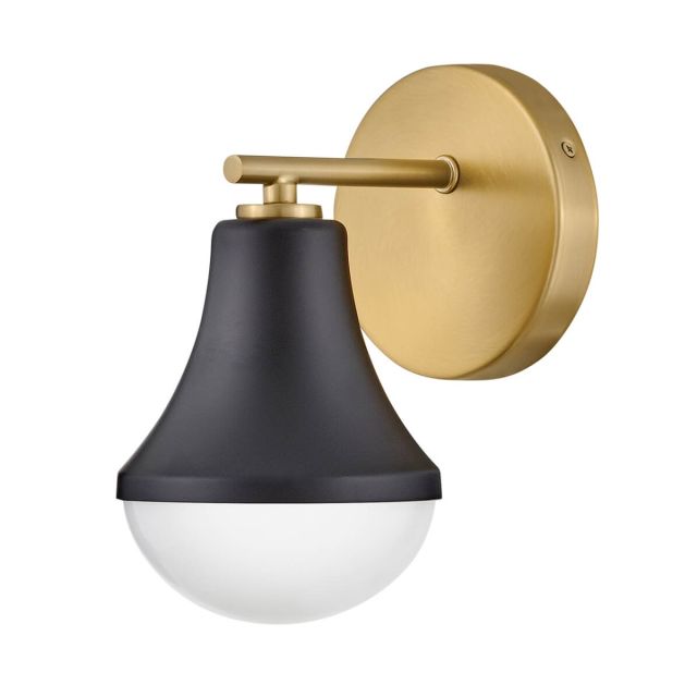 Lark 85510BK Haddie 1 Light 9 inch Tall LED Wall Sconce in Black-Lacquered Brass Accents with Cased Opal Glass