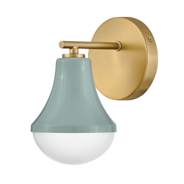 Lark 85510SF Haddie 1 Light 9 inch Tall LED Wall Sconce in Seafoam-Lacquered Brass Accents with Cased Opal Glass