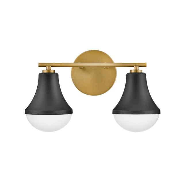 Lark 85512BK Haddie 2 Light 15 inch LED Bath Vanity Light in Black-Lacquered Brass Accents with Cased Opal Glass