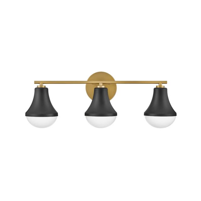 Lark 85513BK Haddie 3 Light 24 inch LED Bath Vanity Light in Black-Lacquered Brass Accents with Cased Opal Glass