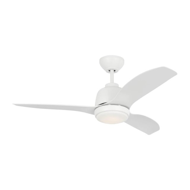 Visual Comfort Fan Avila 44 inch 3 Blade LED Outdoor Ceiling Fan in Matte White with Matte White Blades 3AVLCR44RZWD