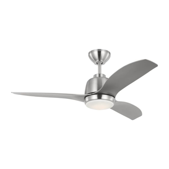 Visual Comfort Fan Avila 44 inch 3 Blade LED Outdoor Ceiling Fan in Brushed Steel with Silver Blades 3AVLR44BSD
