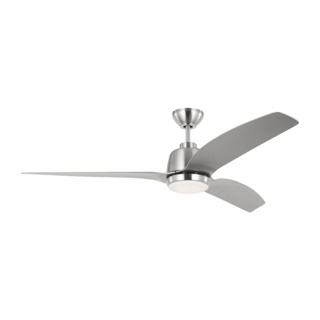 Visual Comfort Fan Avila 60 inch 3 Blade LED Outdoor Ceiling Fan in Brushed Steel with Silver Blades 3AVLR60BSD