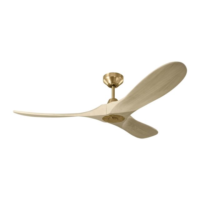 Visual Comfort Fan 3MAVSM52BBSWWO Maverick 52 inch 3 Blade Smart Outdoor Ceiling Fan in Burnished Brass with Washed White Oak Blades