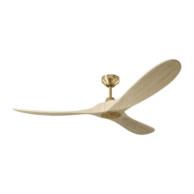 Visual Comfort Fan Maverick 60 inch 3 Blade Smart Outdoor Ceiling Fan in Burnished Brass with Washed White Oak Blades 3MAVSM60BBSWWO