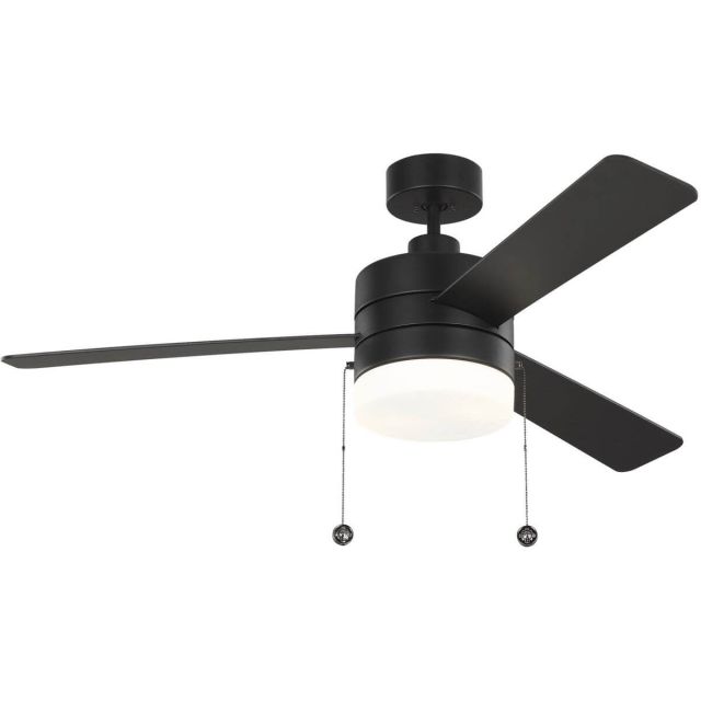 Visual Comfort Fan 3SY52MBKD Syrus 52 Inch 3 Blade LED Ceiling Fan in Midnight Black with Midnight Black-Walnut Blade