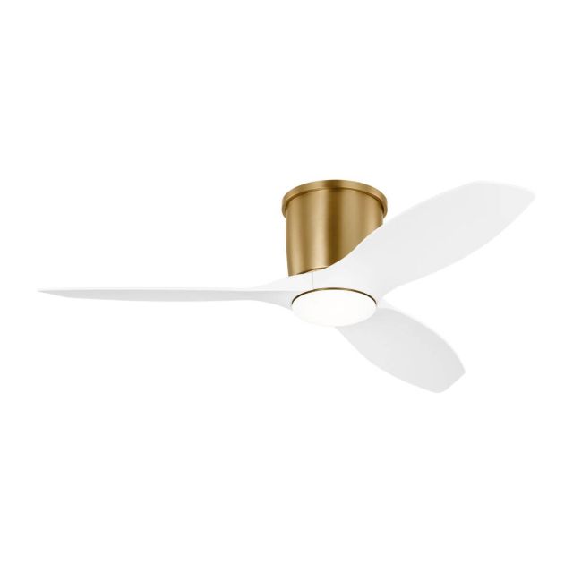 Visual Comfort Fan 3TTHR44SBD Titus 44 inch 3 Blade Outdoor LED Hugger Fan in Satin Brass with Matte White Blade