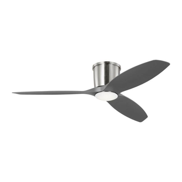 Visual Comfort Fan Titus 52 inch 3 Blade Outdoor LED Hugger Fan in Brushed Steel with Silver Blade 3TTHR52BSD