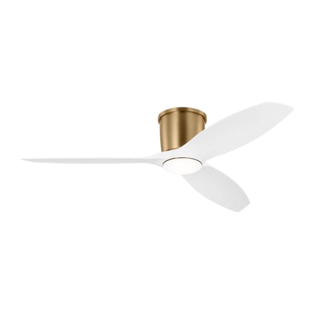 Visual Comfort Fan 3TTHR52SBD Titus 52 inch 3 Blade Outdoor LED Hugger Fan in Satin Brass with Matte White Blade