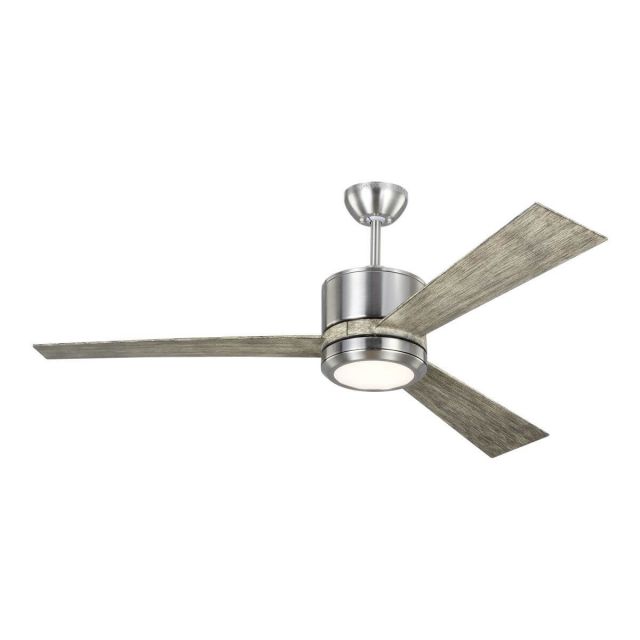 Visual Comfort Fan Vision 52 inch 3 Blade LED Ceiling Fan in Brushed Steel with Light Grey Weathered Oak Blade 3VNR52BSLGD-V1