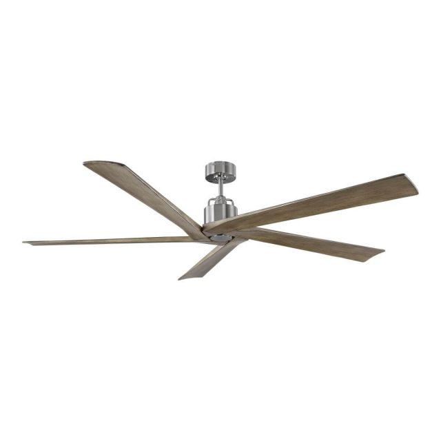 Visual Comfort Fan Aspen 70 inch 5 Blade Ceiling Fan in Brushed Steel with Light Grey Weathered Oak Blade 5ASPR70BS