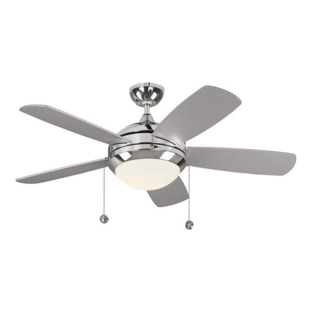 Visual Comfort Fan 5DIC44PND-V1 Discus Classic II 44 inch 5 Blade LED Ceiling Fan in Polished Nickel with Silver Blade