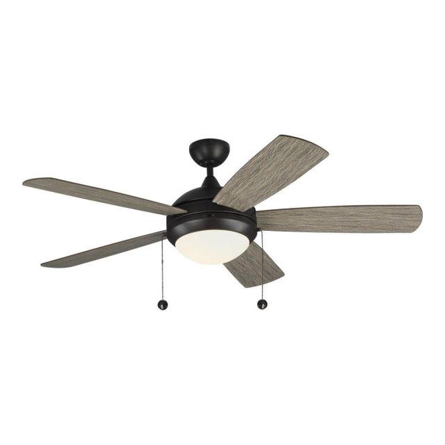 Visual Comfort Fan 5DIC52AGPD-V1 Discus Classic 52 inch 5 Blade LED Ceiling Fan in Aged Pewter with Light Grey Weathered Oak Blade