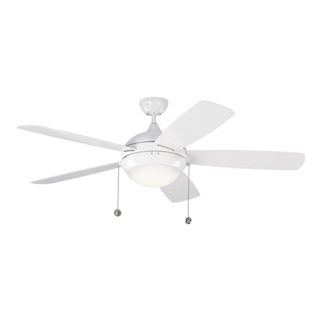 Visual Comfort Fan 5DIW52WHD Discus Outdoor 52 Inch Outdoor Ceiling Fan In White With 5 White Blade