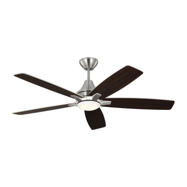 Visual Comfort Fan 5LWDR52BSD Lowden 52 inch 5 Blade LED Outdoor Ceiling Fan in Brushed Steel with Silver-American Walnut Blade