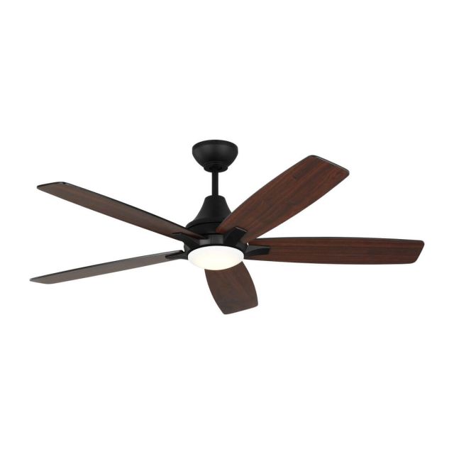 Visual Comfort Fan 5LWDR52MBKD Lowden 52 inch 5 Blade LED Outdoor Ceiling Fan in Midnight Black with Midnight Black-American Walnut Blade