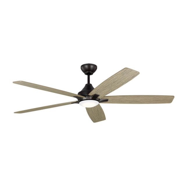 Visual Comfort Fan 5LWDSM60AGPD Lowden 60 inch 5 Blade Smart LED Outdoor Ceiling Fan in Aged Pewter with Light Grey Weathered Oak Blade