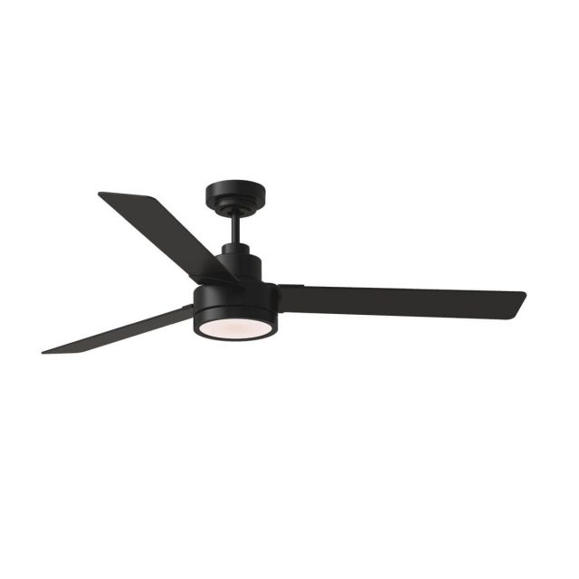 Visual Comfort Fan Jovie 58 inch 3 Blade Outdoor LED Ceiling Fan in Midnight Black with Reversible Midnight Black-American Walnut Blade 3JVR58MBKD