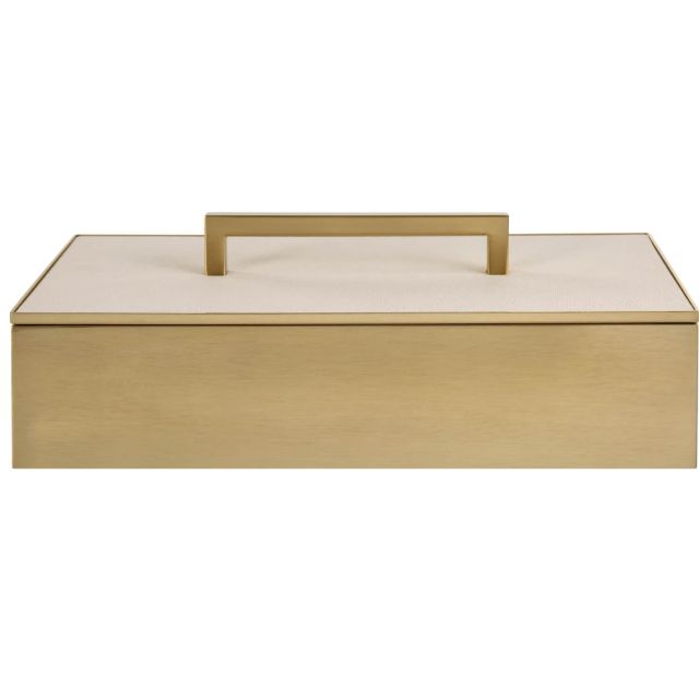 Uttermost Wessex 14 x 5 inch Classic Brass Box with White Faux Shagreen Top 18110