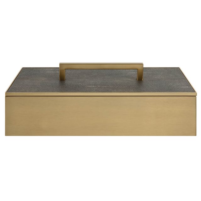 Uttermost Wessex 14 x 5 inch Classic Brass Box with Gray Faux Shagreen Top 18111