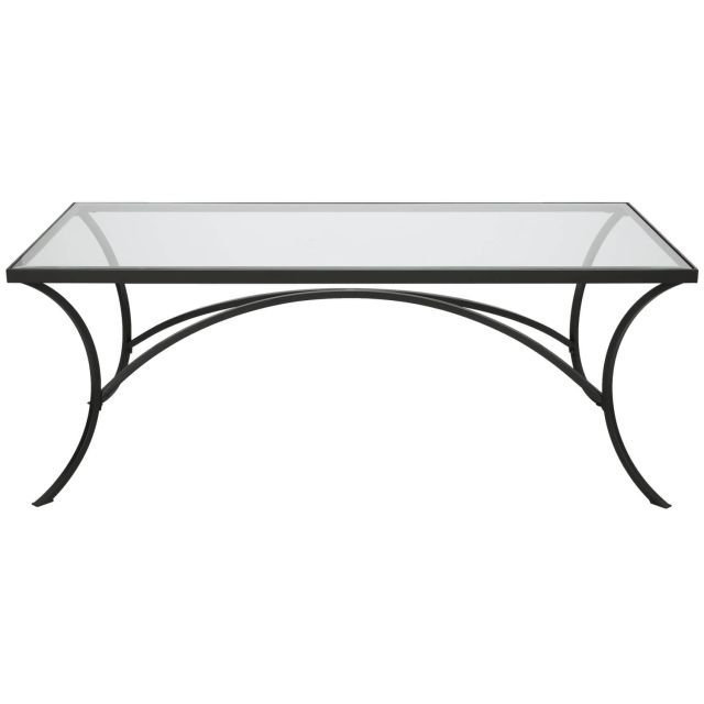 Uttermost 22909 Alayna 48 x 18 inch Black Metal and Glass Coffee Table