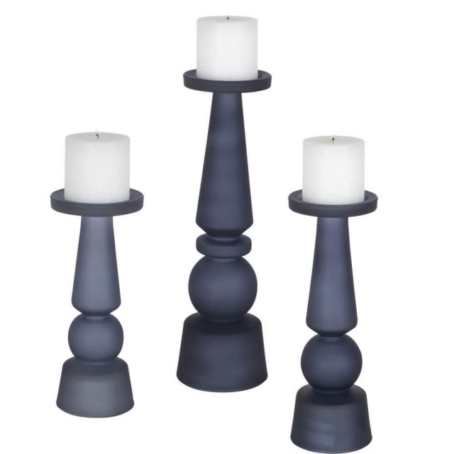 Uttermost Cassiopeia 5 x 15 inch Blue Glass Candleholders Set of 3 17779
