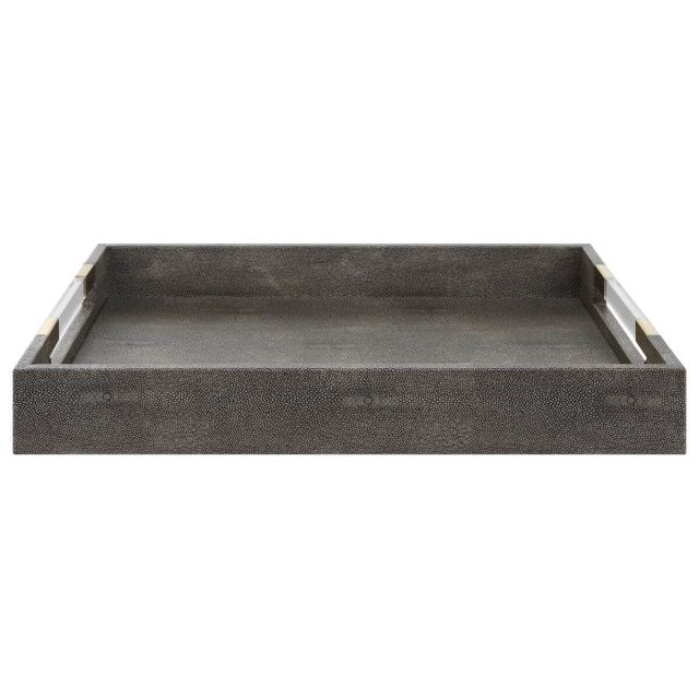 Uttermost Wessex 19 x 3 inch Faux Gray Shagree Tray with Clear Acrylic Handles and Aged Gold Accents 17996