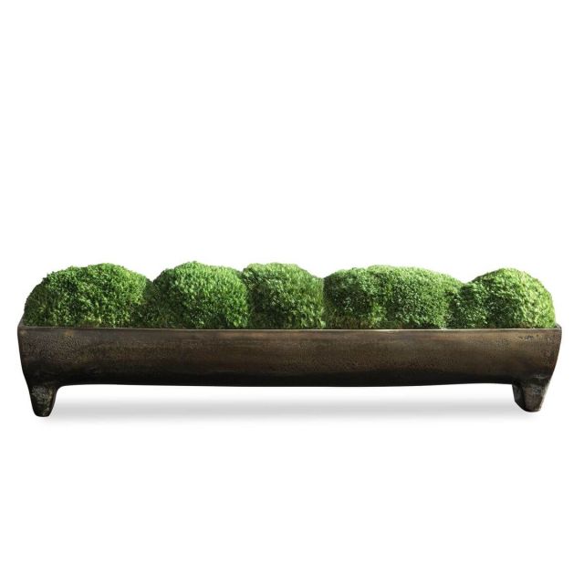 Uttermost Canal Moss Small Centerpiece with Elongated Aluminum Footed Tray finished in a Colorful Oxidized Bronze 60203