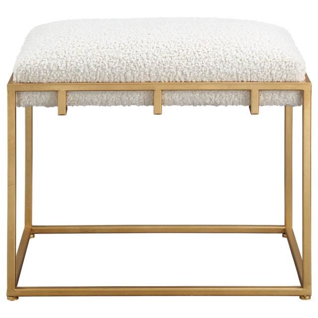 Uttermost 23663 Paradox 24 x 21 inch Small Bench in Gold with White Faux Shearling