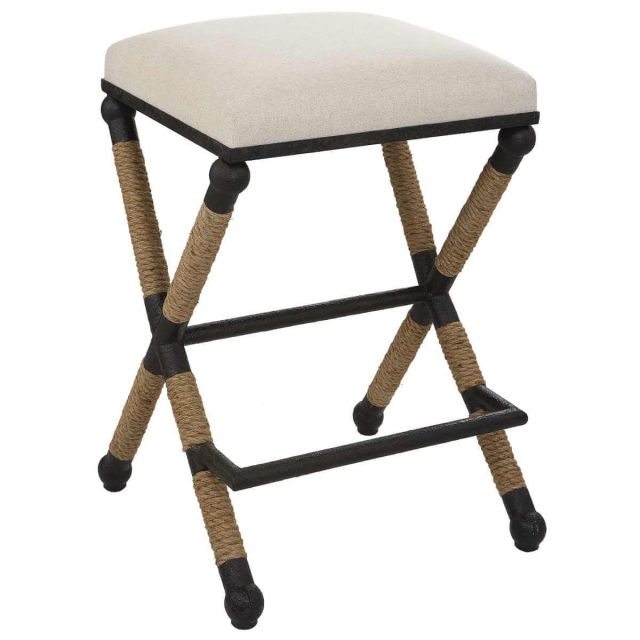 Uttermost Firth 19 x 28 inch Rustic Oatmeal Counter Stool with Natural Fiber Rope Accents 23709