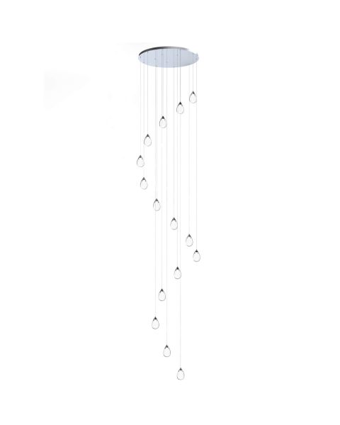 ET2 lighting Dewdrop 15 Light 34 inch LED Multi Light Pendant in Polished Chrome with Clear Glass Shade E21569-18PC