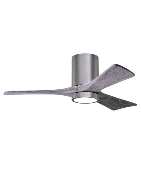Matthews Fan Company Irene 42 inch 3 Blade LED Paddle Flush Mounted Ceiling Fan in Brushed Pewter with Barn Wood Blades IR3HLK-BP-BW-42