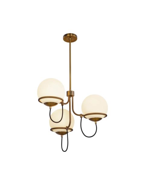 Alora Mood Alba 3 Light 23 inch Chandelier in Aged Brass with Opal Glass Shade CH458323AGOP