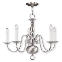 Livex Lighting Williamsburgh 5 Light Antique Brass Chandelier 5005