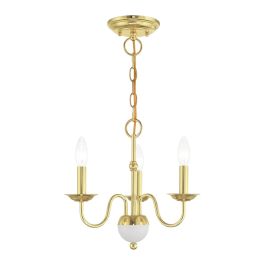 Livex Windsor 3 Light 14 Inch Polished Brass Chandelier 52163-02