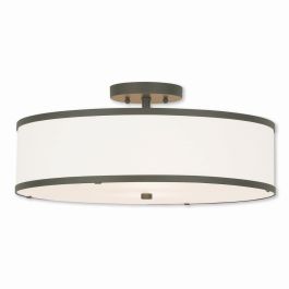 Livex 62629-07 Park Ridge 3 Light 18 Inch Semi-Flush Mount In