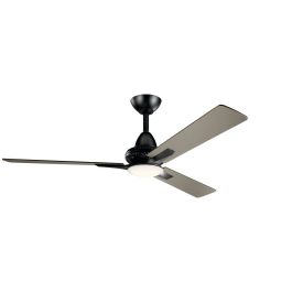 Kichler Kosmus 52" Ceiling Fan With LED Light & Remote - Satin Black, 3 Blades, Frosted White Glass - View #10