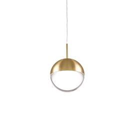 Kuzco Lighting Pluto 4 inch LED Pendant in Brushed Gold with Frosted  Interior Clear Glass 402801BG-LED