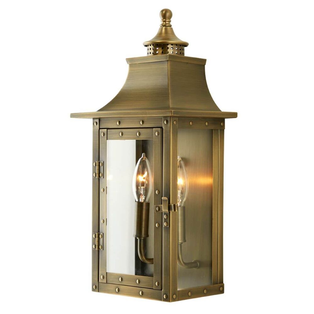 Acclaim Lighting 8302AB St. Charles 2 Light 17 inch Tall Outdoor Wall Light  in Aged Brass with Clear Glass Panes, image size:1000x1000