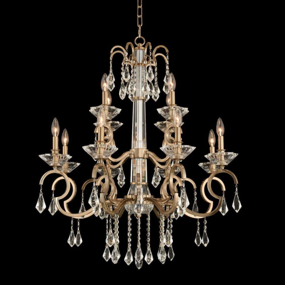 Allegri 031652-038-FR001 Valencia 12 Light 32 inch Chandelier in Brushed  Champagne Gold with Firenze Clear Crystal